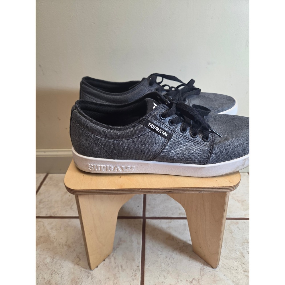 Supra Stacks II Mens Skate Shoes Charcoal Grey Canvas Low Top Sneakers  10.5